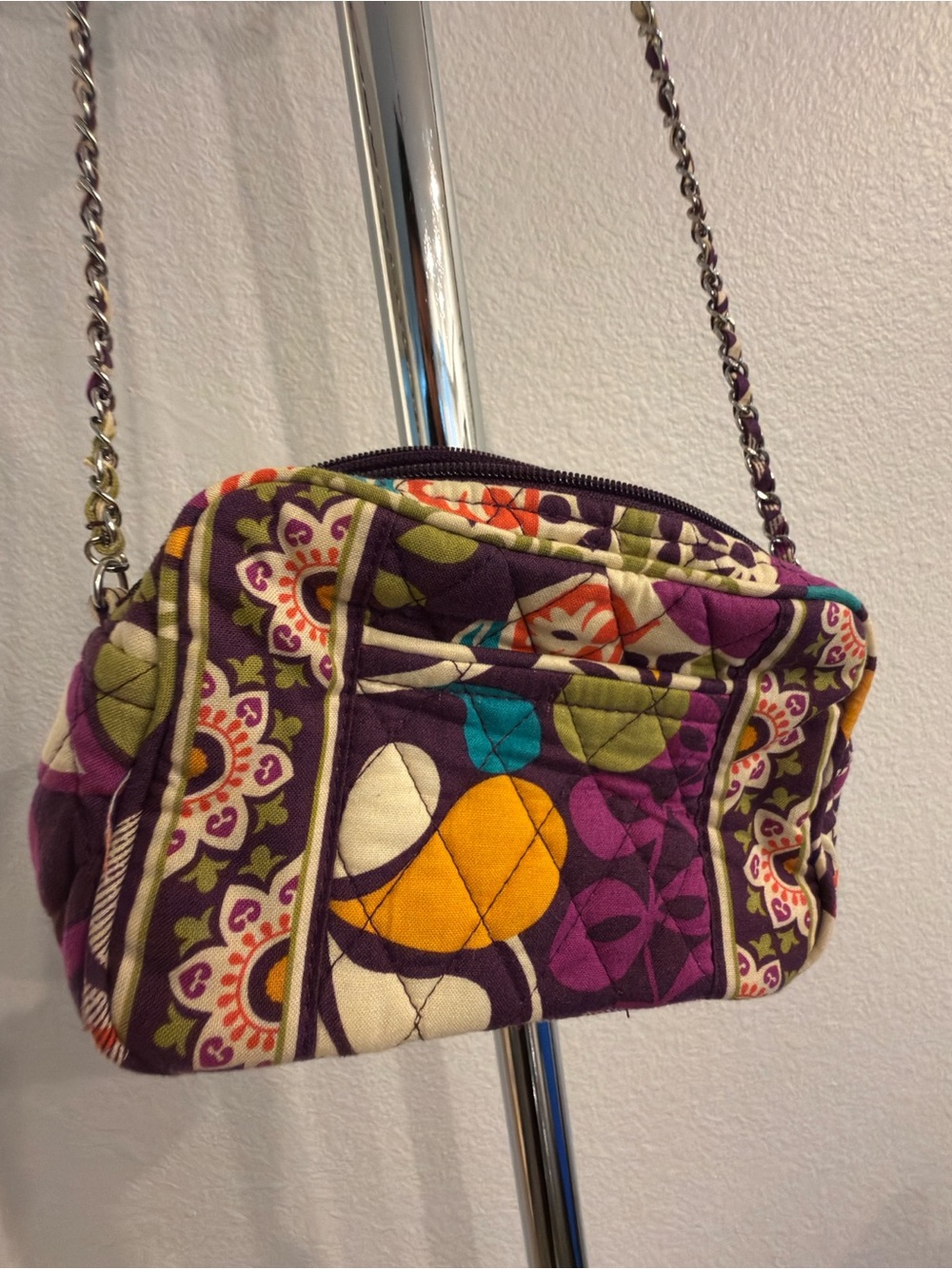 Vera Bradley Quilted Purple Floral Crossbody with Chain Strap